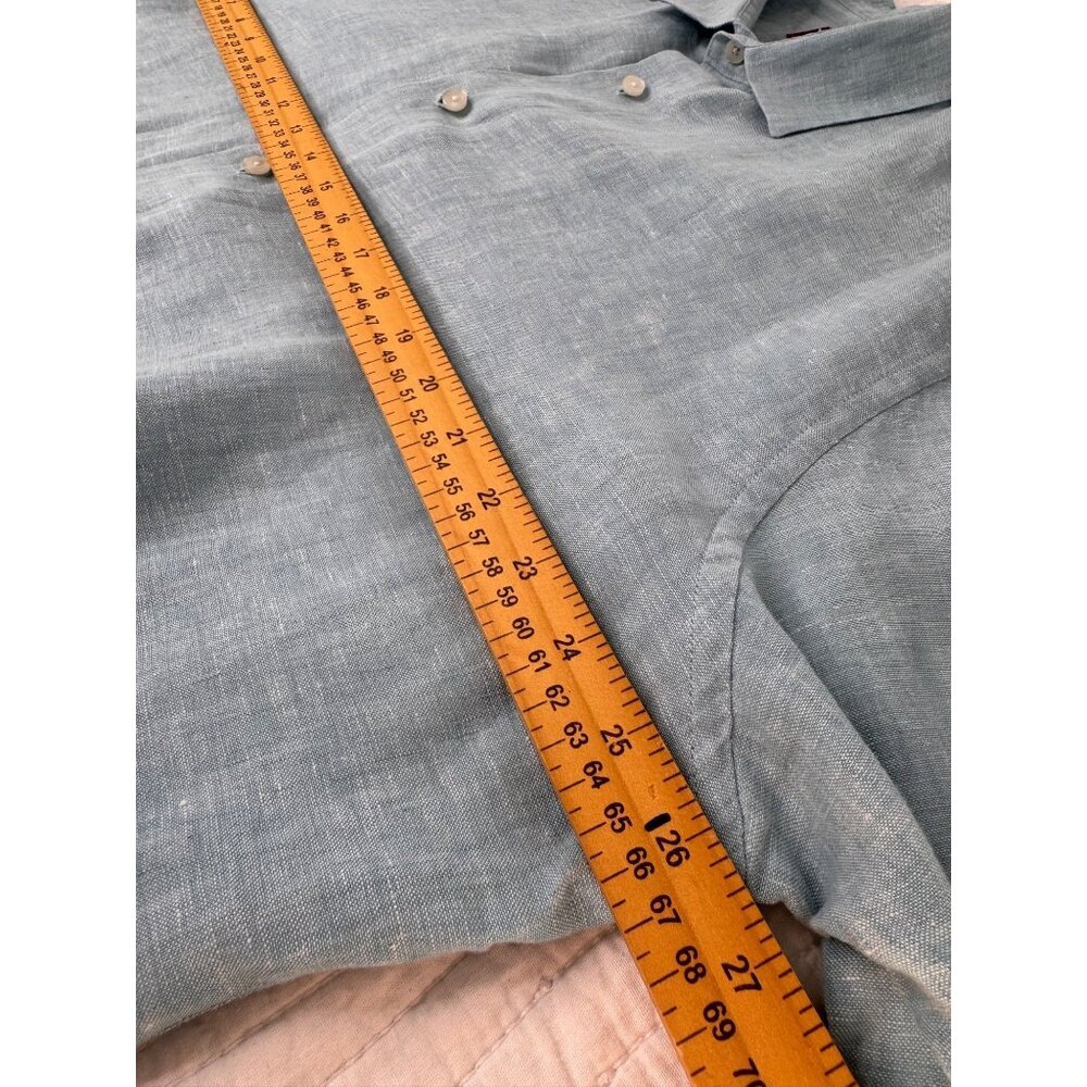 UNTUCKit Long Sleeve Blue Button Up 100% Linen Shirt XXL Travel - Picture 9 of 9